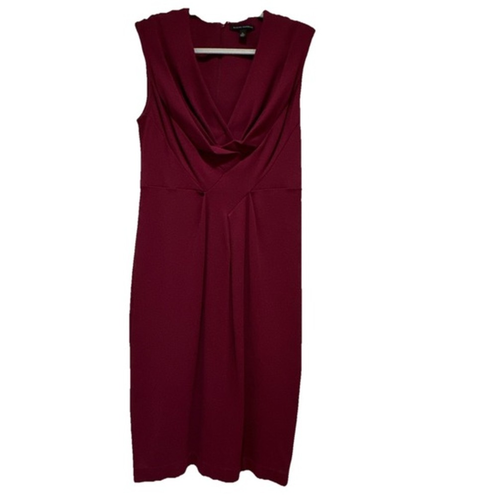 Banana Republic Women's Size 12‎ V Neck Pleated Dress Plum Maroon Burgundy
